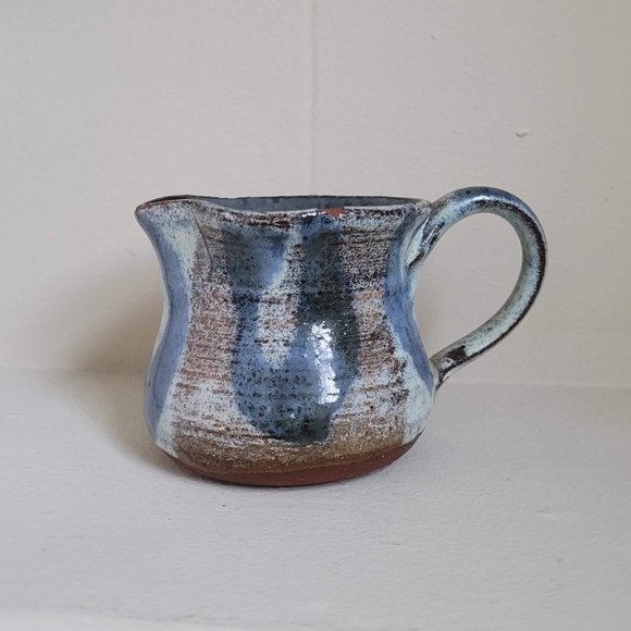 Vintage Blue and White Terracotta Creamer - Signed Studio Pottery - Picture 1 of 12